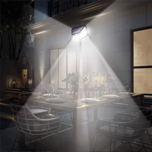Set med 2 Solar Lampor Utomhus Trädgård Vattentät 100 LED Rörelsesensor Vägglampa 3 lägen 13x9,5x5cm Svart