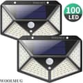 Miniatyrbild 1 av 4: Utomhus solcellslampa 100 LED med rörelsedetektor - Svart - Vägglampa - Batteri - WOOLMUG