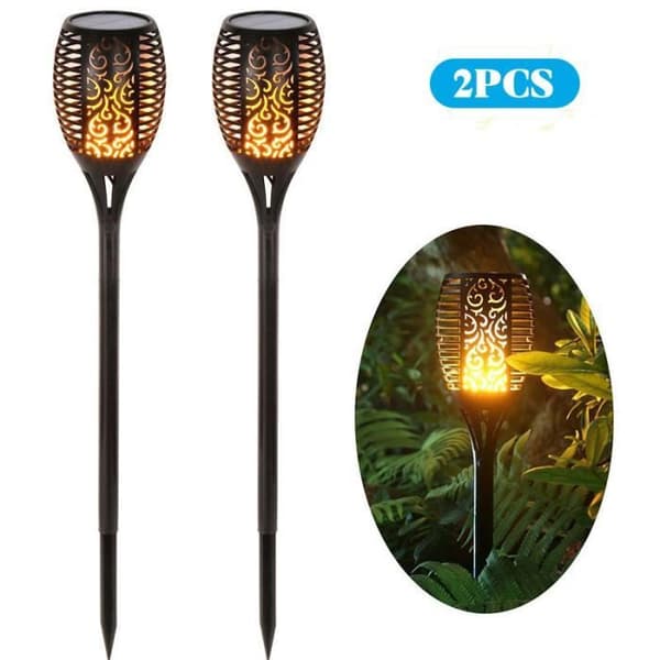 2st Solar Trädgårdslampa Flame Sparkle Vattentät Utomhusbelysning Uteplats Gräsmatta Dekoration