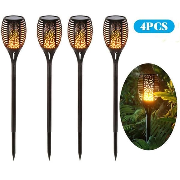 4st Solar Trädgårdslampa Flame Sparkle Vattentät Utomhusbelysning Uteplats Gräsmatta Dekoration