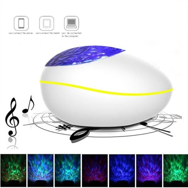 LED projektorlampa - Ocean Wave projektor nattljus med fjärrkontroll - 7 färglägen/ 4 musikljud