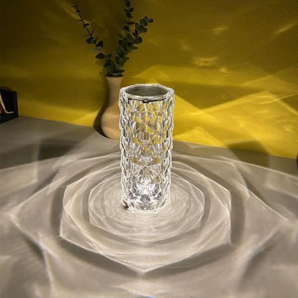 Atmosfärsljus kristall bordslampa interiör laddning touch vibrato kronblad diamant nattlampa
