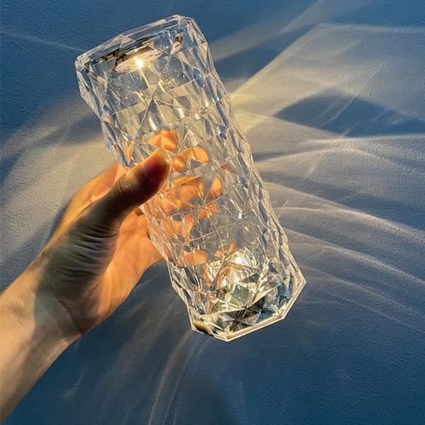 Atmosfärsljus kristall bordslampa interiör laddning touch vibrato kronblad diamant nattlampa