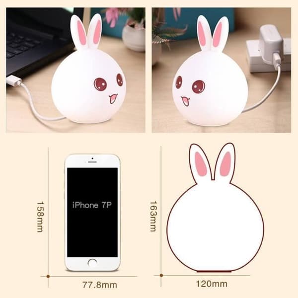 LED Rabbit Night Light - CODREAM - Flerfärgad - Barn - Vit - USB Uppladdningsbar