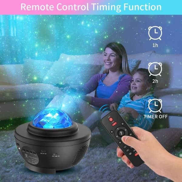 Star Projector Night Light, Bluetooth LED Star projektorlampa med fjärrhögtalare för kvällsfest och läggdags