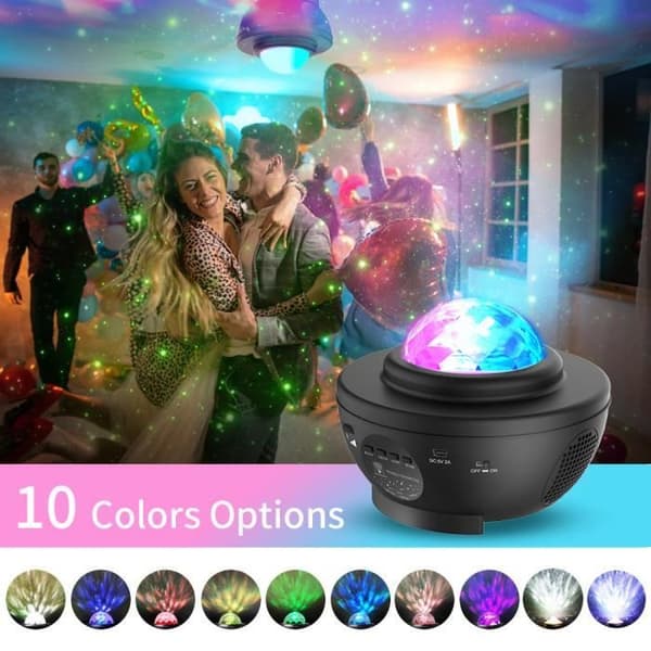 Star Projector Night Light, Bluetooth LED Star projektorlampa med fjärrhögtalare för kvällsfest och läggdags