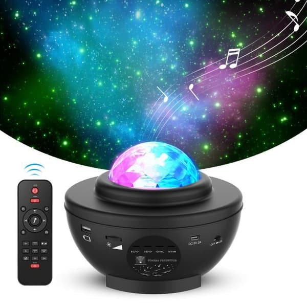 Star Projector Night Light, Bluetooth LED Star projektorlampa med fjärrhögtalare för kvällsfest och läggdags