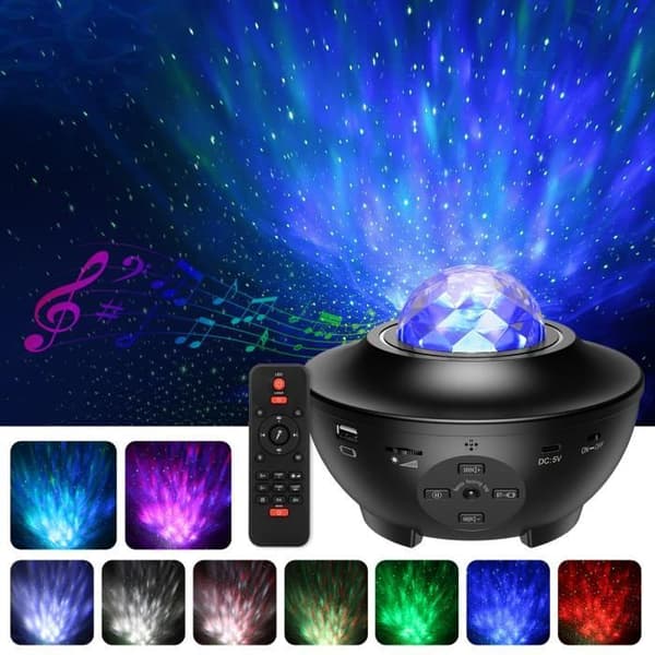 Star Projector Night Light, Starry Sky Projector med fjärrkontroll, musikspelare, 10 färger + 3 dynamiska lägen