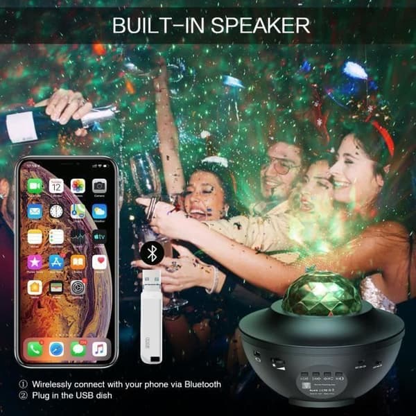 Musikalisk och självlysande nattlampa för barn, LED Star Night Light Rotationsprojektor + Timer + Fjärrkontroll + 10 färglägen