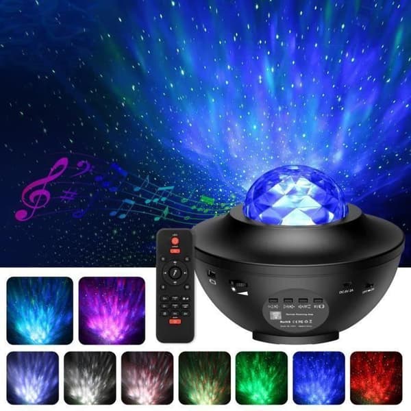 Musikalisk och självlysande nattlampa för barn, LED Star Night Light Rotationsprojektor + Timer + Fjärrkontroll + 10 färglägen