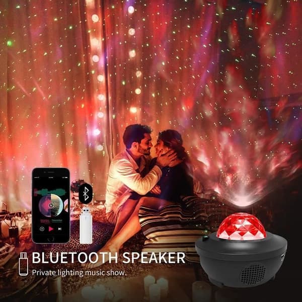 3 i 1 Galaxy LBell Night Light-projektor - Star Projector + Ocean Wave LED-projektor - Svart - Barn