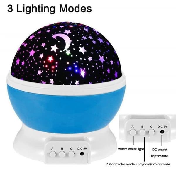 Baby Star Night Light Blå LED Light - MONDPALAST - 360 Rotation - USB Uppladdningsbar