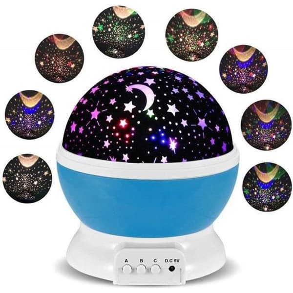 Baby Star Night Light Blå LED Light - MONDPALAST - 360 Rotation - USB Uppladdningsbar