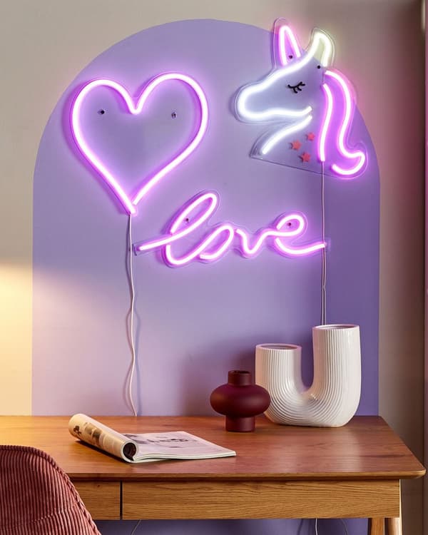 Sæt med 3 LED Neonskilte Lyserød PVC Lys Dekorative Lys