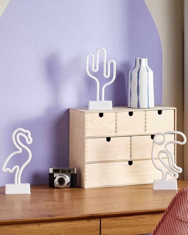 Sæt med 3 LED Neonskilte Flerfarvede PVC-lys Batteridrevne Dekorative Lys