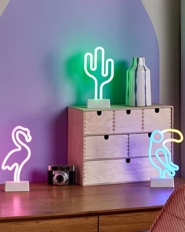 Sæt med 3 LED Neonskilte Flerfarvede PVC-lys Batteridrevne Dekorative Lys