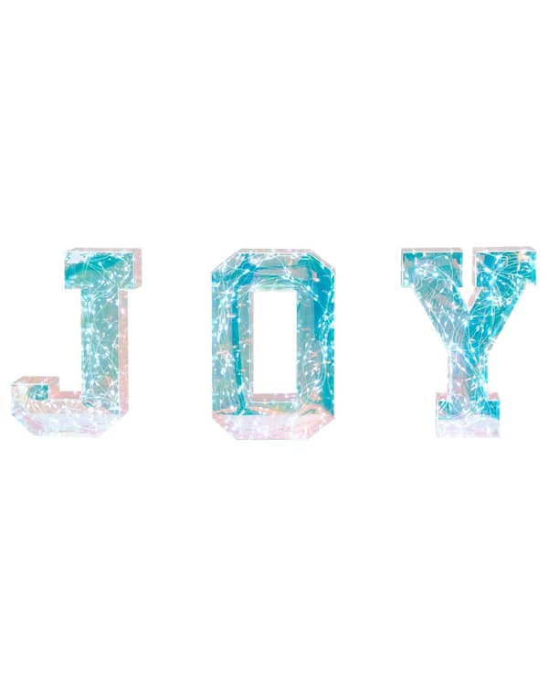 LED-valokoriste monivärinen 3 kirjainta JOY USB-liitäntä