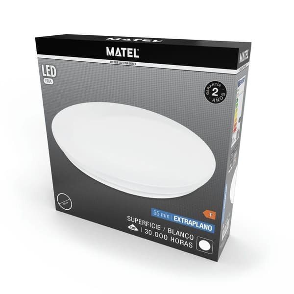 Matel Extra Platt Rund Led-vägglampa Cool 48w