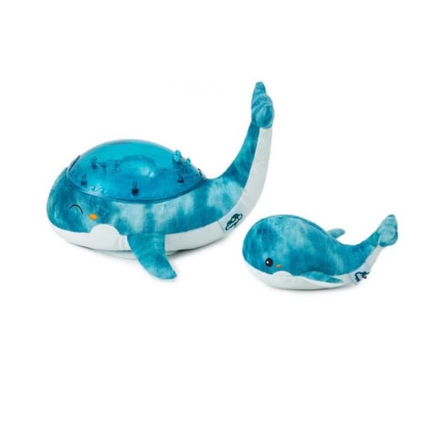Tranquil Whale™ Family Blue nattlampa plyschleksak - MOLN B - För baby - Vågprojektion - Marin melodi