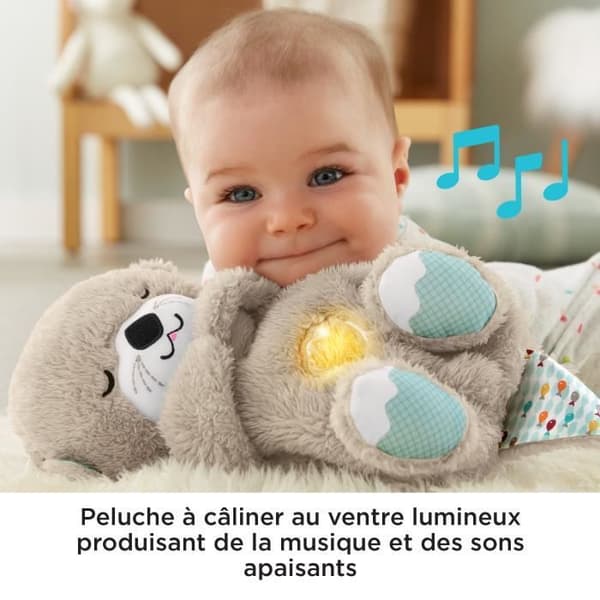 Fisher-Price - My Otter Good Night Cuddles - Musical and Luminous Baby Nightlight Plysch - Early Learning Toy - Från födseln FXC66