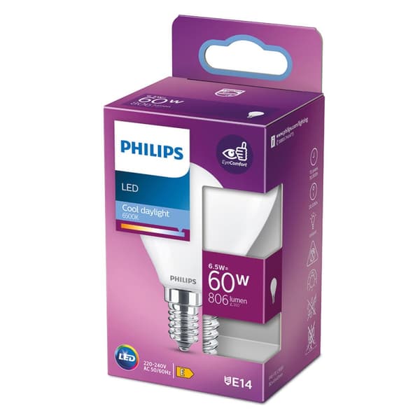 LED-lamppu Philips E 6,5 W E14 806 lm Ø 4,5 x 8 cm (6500 K)