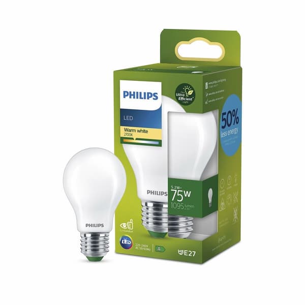 LED-lampe Philips Classic A 75 W 5,2 W E27 1095 Lm (2700 K)