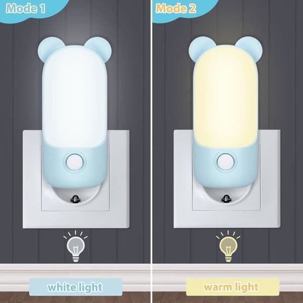 Nattljus eluttag, Nattlampa för barn med 2 lägen, LED-lampa för amning för sovrumsinredning, blå