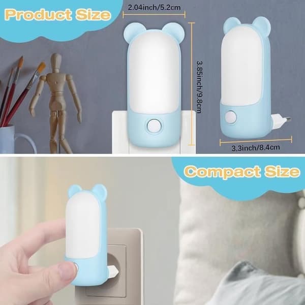 Nattljus eluttag, Nattlampa för barn med 2 lägen, LED-lampa för amning för sovrumsinredning, blå