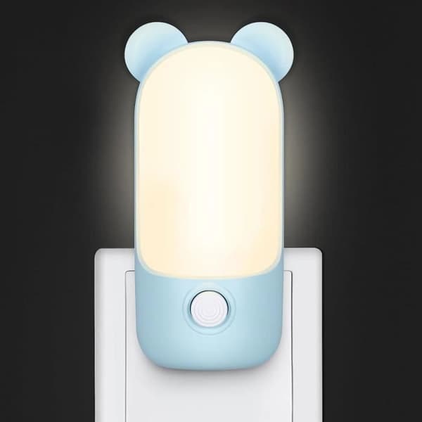 Nattljus eluttag, Nattlampa för barn med 2 lägen, LED-lampa för amning för sovrumsinredning, blå