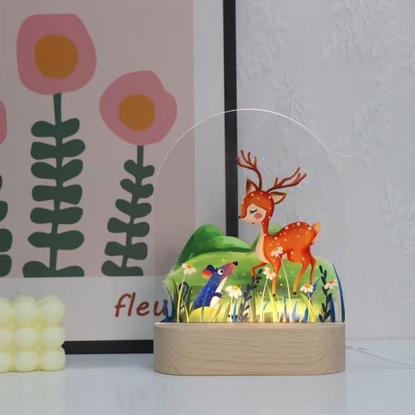 Nattljus för älg Personlig LED-lampa Sänglampa Doppresent till pojke och flicka födelserum dekoration