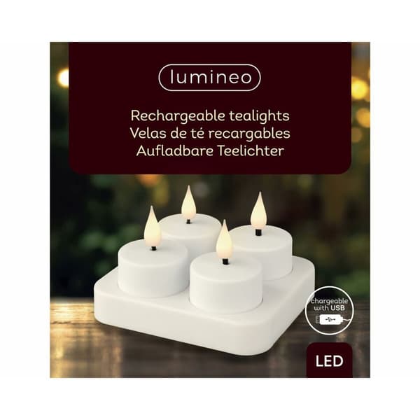 Stearinlys LED Lumineo 485346 Hvit Oppladdbar Innendørs (4 enheter)