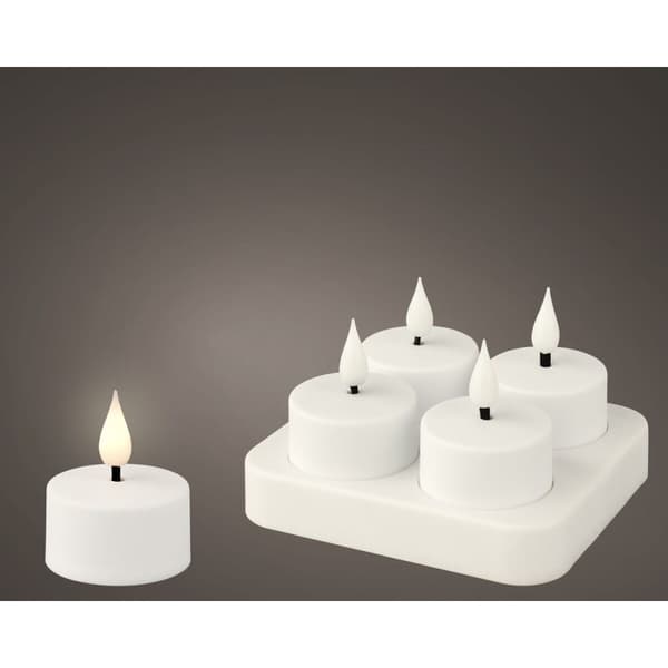 Stearinlys LED Lumineo 485346 Hvit Oppladdbar Innendørs (4 enheter)