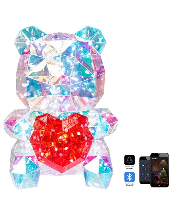 Smart LED-dekoration Flerfärgad nallebjörn Iriserande Holografisk RGB med app USB Pulveriserad