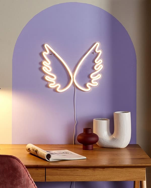 Veggdekor LED Neon Englevinger Hvit 33 cm Veggmonteringslys Dekorativt lys