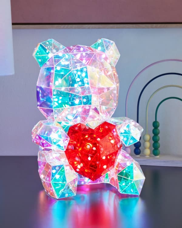 Smart LED-dekorasjon Flerfarget bamse iriserende holografisk RGB med app USB-pulverisert