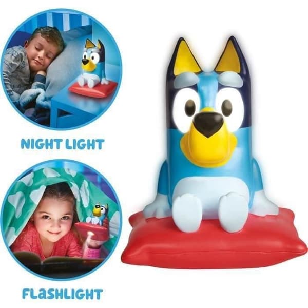 GoGlow Buddy BLUEY nattlampa och ficklampa - Älgleksaker - 2-i-1 - Hållbar - Säker