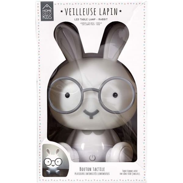 Home Deco Kids LA11042 Vit Kanin Barn LED Nattljus Touch-knapp Flera ljusintensiteter H23 x 13 x 15 cm