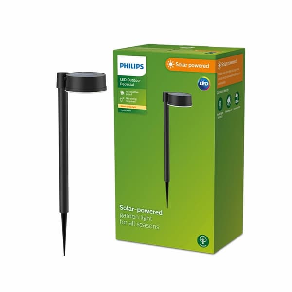 Puutarhan aurinkovaarna Philips Vynce 1,5 W 11,2 x 14,2 x 54 cm Musta Muovinen Pyöreä (2700 K) (Lämmin valkoinen) (1 osaa)