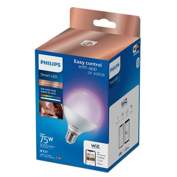 LED-lampa Philips Wiz G95 Smart Full Colors F 11 W E27 1055 lm (2200K) (6500 K)
