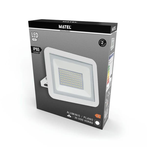 Matel Flad Led-projektor Ip65 Kølig 75w Transparent