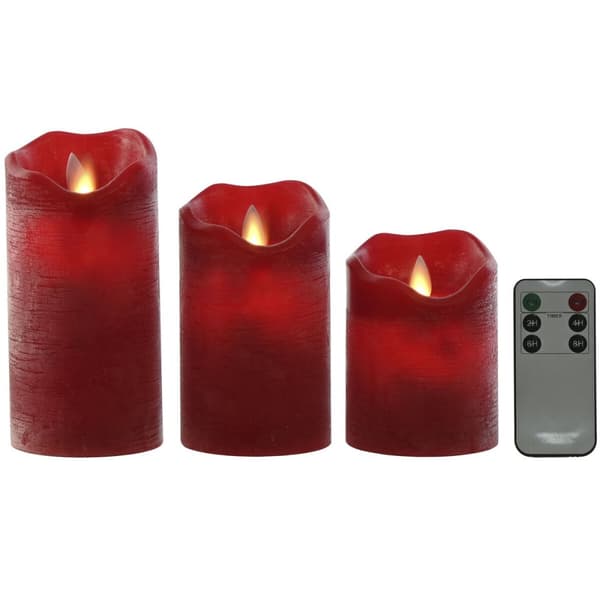 Stearinlys LED Home ESPRIT Rød 26,5 x 8 x 17 cm (3 Dele)