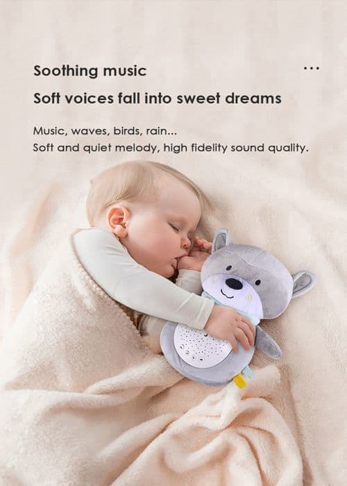 Baby White Noise och musikaliskt och självlysande babynattljus, babyprojektorleksak med 10 vaggvisor för sömn, originalpresent