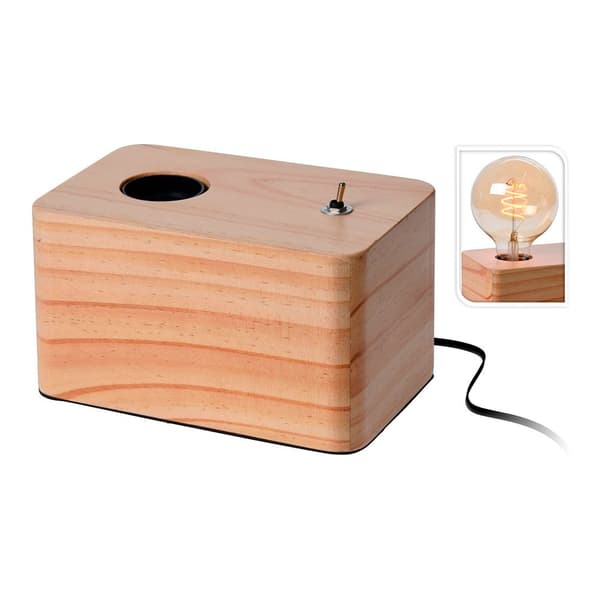 Atmosphera Lampa Med Trä E Base 27 Brun