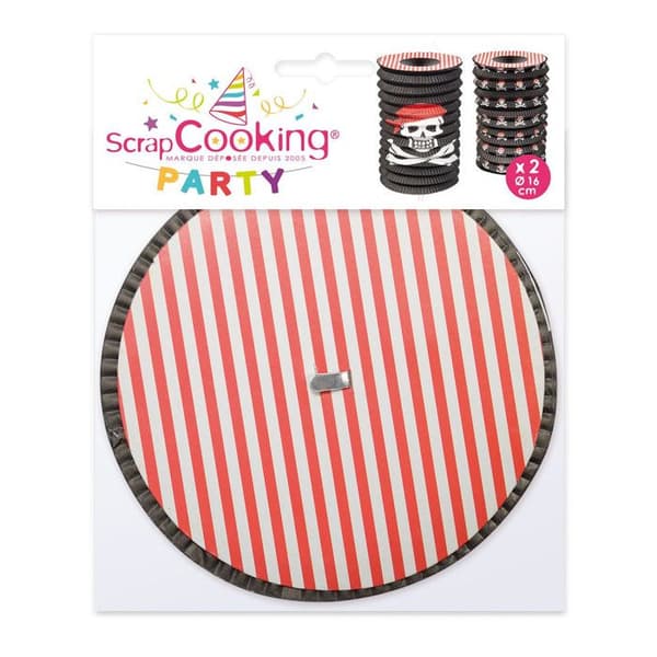Lampion - Scrapcooking Fest - Pirat - 2 delar - Svart, Röd, Vit - Ø 160 mm