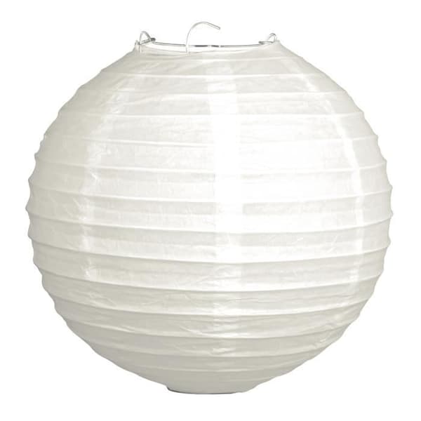 Papperslykta, 40cm ø, vit, front metallfot, väska 1 st
