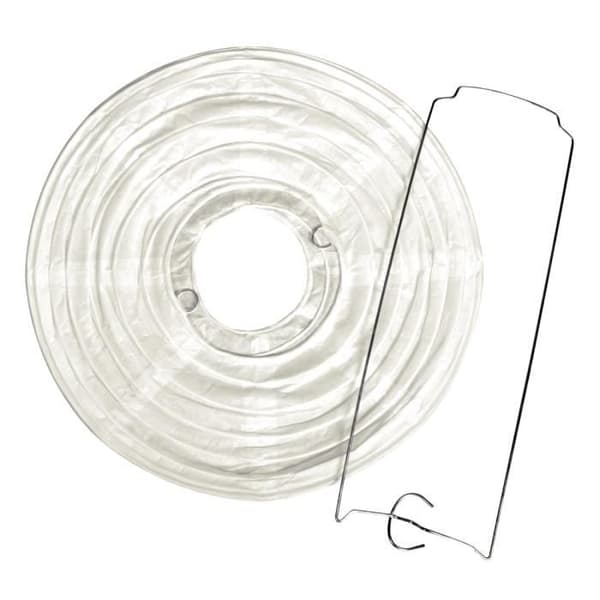 Papperslykta, 40cm ø, vit, front metallfot, väska 1 st