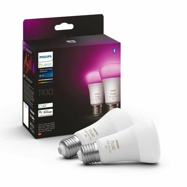 Smart-Lampa Philips Pack de 2 E27 Vit F 9 W E27 806 lm (6500 K)