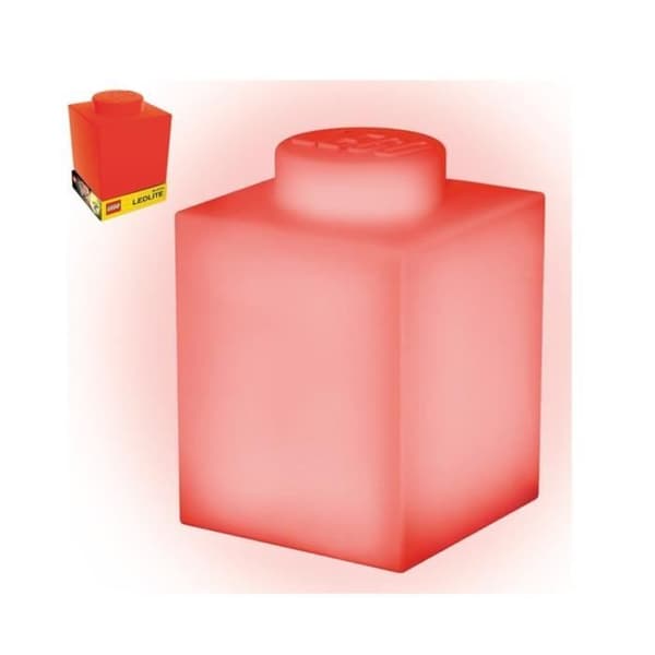 Barns nattlampa bärbar silikonlampa LEGO Block röd