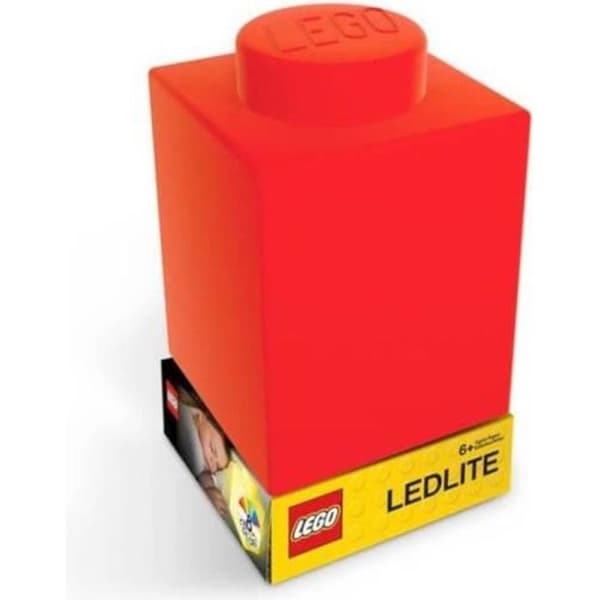 Barns nattlampa bärbar silikonlampa LEGO Block röd
