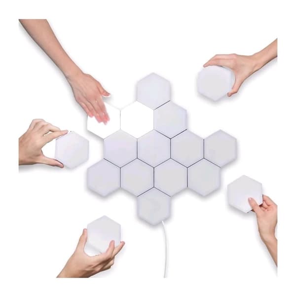 LED-seinävalaistus kuusikulmio / hunajakenno / kvantti kaukosäätimellä - 6 moduulia